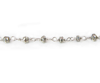 Sterling Silver  Chain w/ Stone Pyrite 3-4mm - 5 Feet