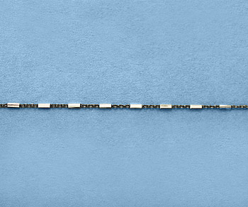 Sterling Silver Chain 2 Tone (Gunmetal / Silver) 1.2x3.3mm - 10 Feet