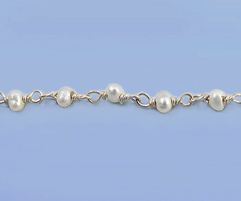 Sterling Silver Chain with Pearls 1.5-2mm - 5 Feet