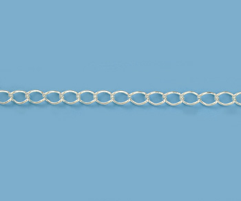 Sterling Silver Curb Chain 4x2.6mm - 10 Feet