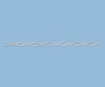 Sterling Silver Fancy Krinkle Long & Short Chain 6.8x3.2mm - 10 Feet