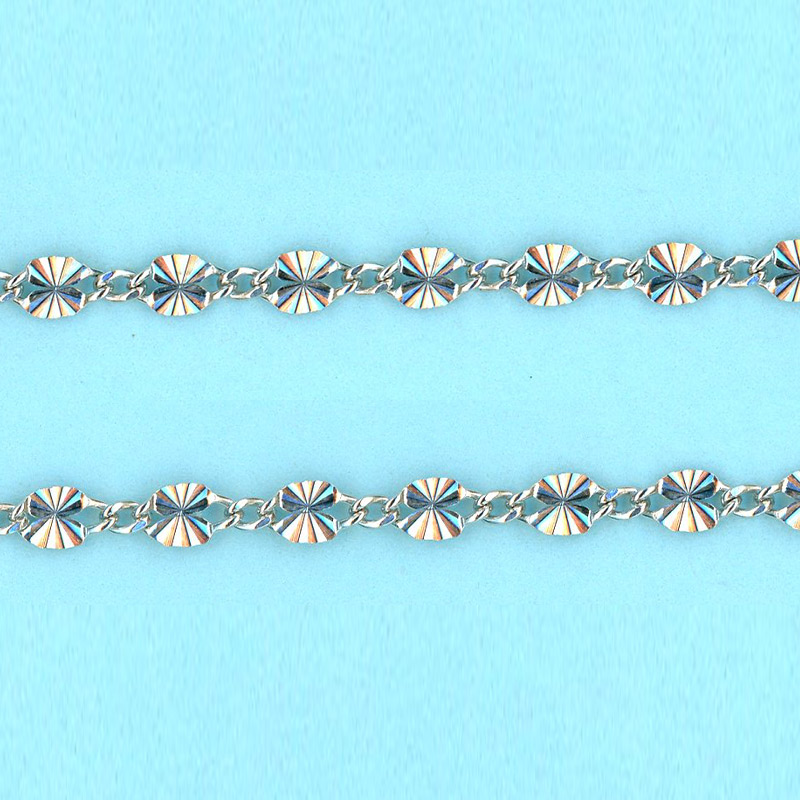 1.77mm x 2.65mm x 1-3.1mm x 5.4mm Sterling Silver Chain Figaro 1 short links 1 long  Starburst link - 10FT