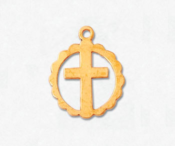 Gold Filled Charm Cross / Circle 13mm - Pack of 1