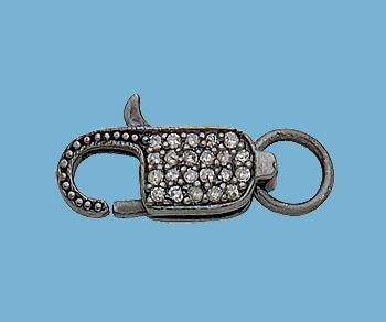 Sterling Silver Lobster Clasp w/ Pave Diamonds 16x6mm - Pack of 1