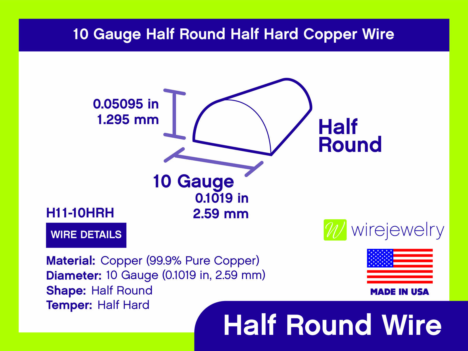 10 Gauge Half Round Half Hard Copper Wire: Wire Jewelry, Wire Wrap  Tutorials