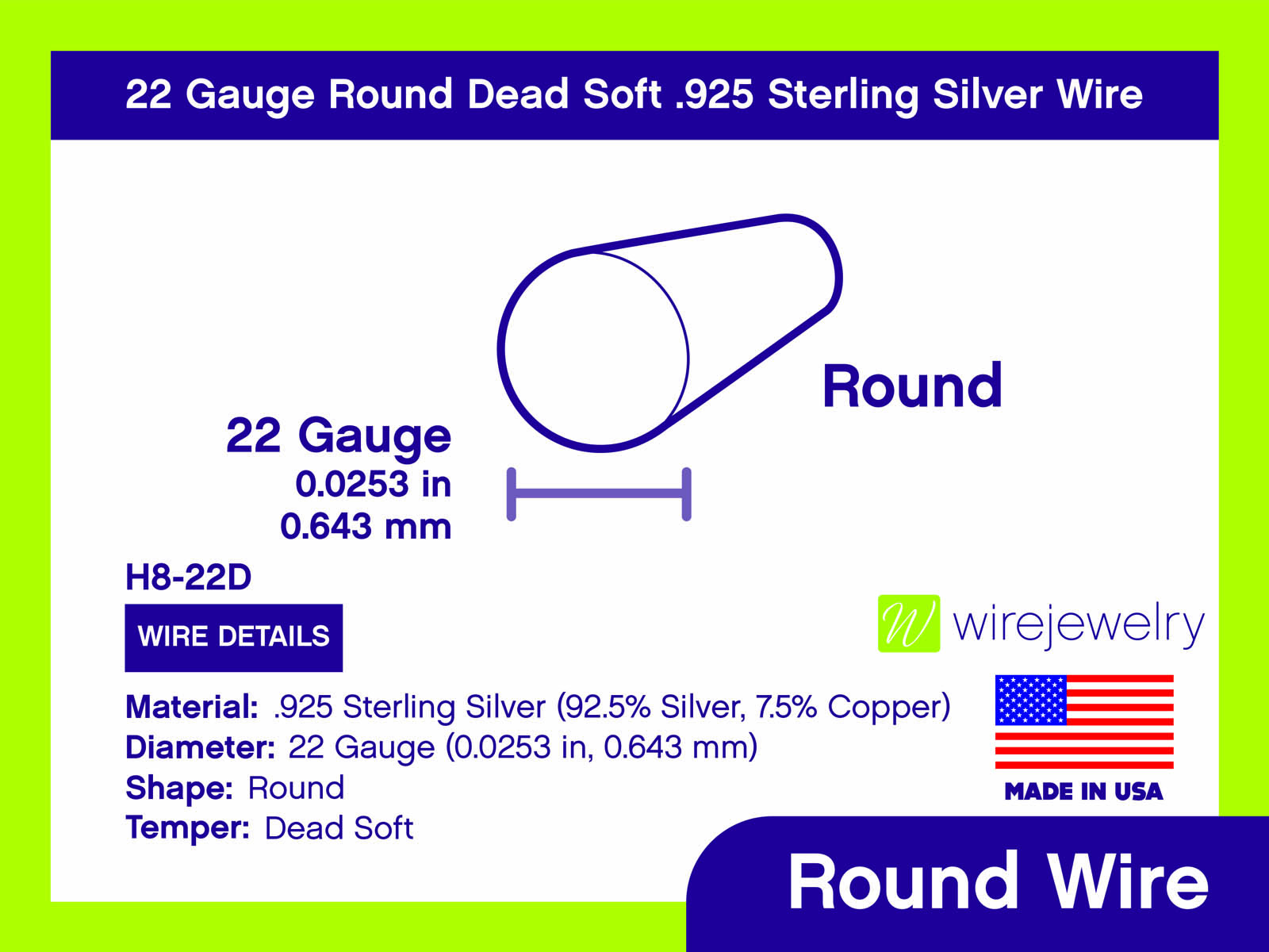 Sterling Silver Round Wire 22-Ga. Dead-Soft