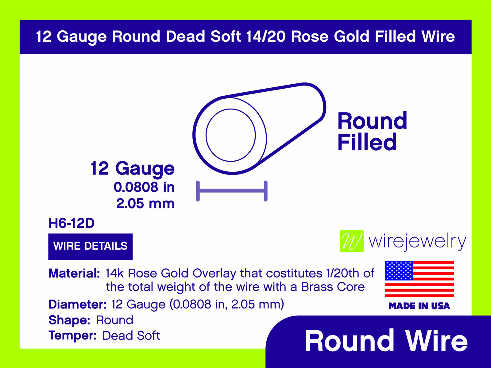 12 Gauge Round Dead Soft 14/20 Rose Gold Filled Wire: Wire Jewelry, Wire  Wrap Tutorials
