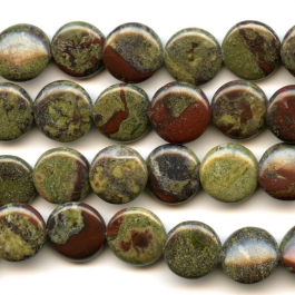 Dragon Blood Jasper 12mm Coin Beads - 8 Inch Strand