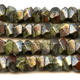 Dragon Blood Jasper 7x12mm Faceted Nugget Beads - 8 Inch Strand