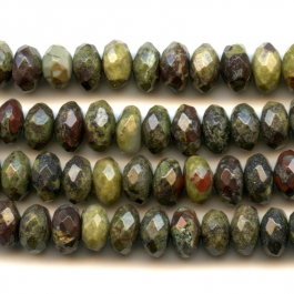 Dragon Blood Jasper 8mm Faceted Rondelle Beads - 8 Inch Strand