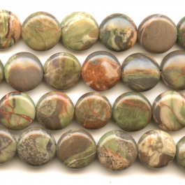 Rainforest Agate 12mm Coin Beads - 8 Inch Strand