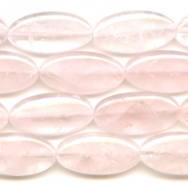 Rose Quartz 15x30mm Oval Beads - 8 Inch Strand