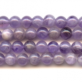 Dog Teeth Amethyst 6mm Round Beads - 8 Inch Strand