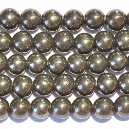 Pyrite 8mm Round Large Hole Beads - 8 Inch Strand