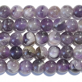 Dog Teeth Amethyst 8mm Round Large Hole Beads - 8 Inch Strand