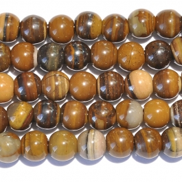 Iron Zebra Jasper 8mm Round Large Hole Beads - 8 Inch Strand