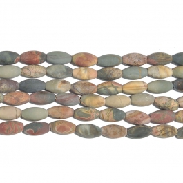 Red Creek Jasper Matte 8x16 Rice Bead 8 Inch Strand