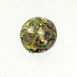 24 kt. Aventurina Swirl Disc Aqua, Yellow Gold, Size 21mm