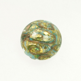 24 kt. Aventurina Swirl Disc Turquoise, Yellow Gold, Size 21mm