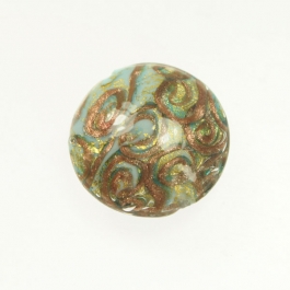 24 kt. Aventurina Swirl Large Disc Turquoise, Yellow Gold, Size 30mm