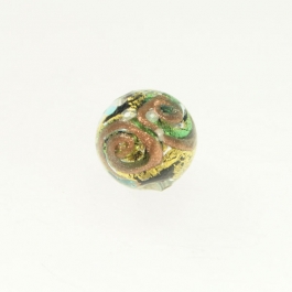 24 kt Aventurina Swirl Round Aqua, Yellow Gold, Size 12mm