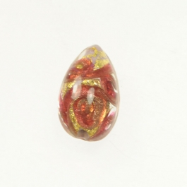 24 kt Aventurina Swirl Teardrop Rubino, Yellow Gold, Size 18mm