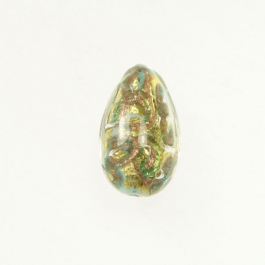 24 kt Aventurina Swirl Teardrop Turquoise, Yellow Gold, Size 18mm