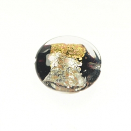 Luna Disc Black/Aventurina/Yellow Gold/Silver Foil, Size 18mm