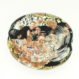 Luna Flat Oval Black/White & Yellow Gold, Aventurina, Size 35mm