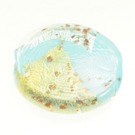 Luna Flat Oval Turquoise/White & Yellow Gold, Aventurina, Size 35mm