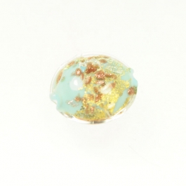 Luna Lentil Turquoise, Yellow Gold & Silver Foil/Aventurina, Size 12mm