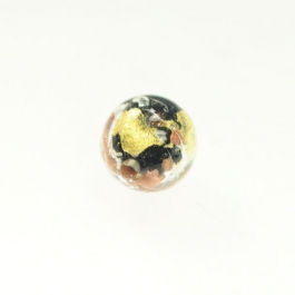 Luna Round Black/White & Yellow Gold, Aventurina, Size 12mm