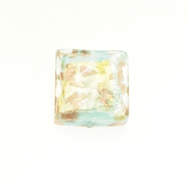 Small Luna Square Turquoise/White & Yellow Gold, Aventurina, Size 15mm