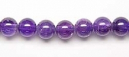 8mm Round Genuine Amethyst Beads - 16 Inch Strand