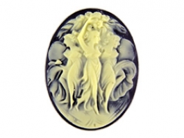 40x30mm Oval Black And Ivory Fashion Cameo Three Dancing Graces