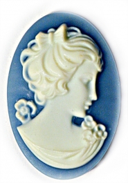 25x18mm Oval Fashion Cameo Danielle Blue - Pack of 2