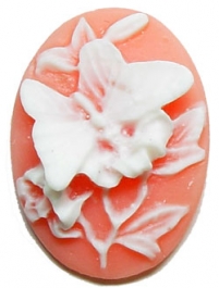 40x30mm Oval Fashion Cameo - Butterfly and Lillies