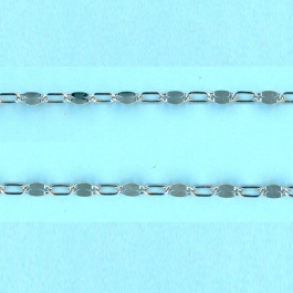 2.45mm x 4.15-1.6mm x 3.5mm Sterling Silver Chain Long alternated cable 1 plane 1 hammered links - 10FT