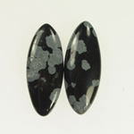 11x26mm Snowflake Obsidian OOAK Cabochons - Pack of 2