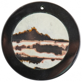 39MM Paint Brush/Black Jasper Inlay Round Pendant