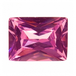 16X12mm Rectangle Pink Rose CZ - Pack of 1