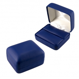 Ring Jewelry Box - Blue Leatherette - Pack of 1