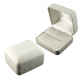 Ring Jewelry Box - White Leatherette - Pack of 1