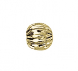 4mm Gold Plated Round Straight Corrugated Beads - Pack of 10