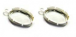 8x6mm Oval Bezel Sterling Dangle Setting for Cabs/Cameo - Pack of 2