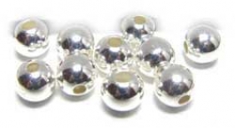 6mm Silver Plated Round Beads With 1mm Hole - Pack of 10