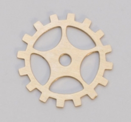 Brass Gear with Spoke, 24 Gauge, 3/4 Inch, Pack of 6