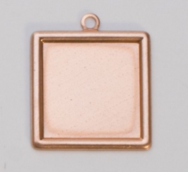 Copper Square with Ring, 24 Gauge, 20 Millimeters, Pack of 6