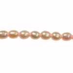 8x6mm Pink Freshwater Rice Pearls Large 1.2mm Hole - 16 Inch Strand