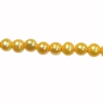 8-9mm Dark Yellow Freshwater Potato Pearls Large 2mm Hole - 16 Inch Strand